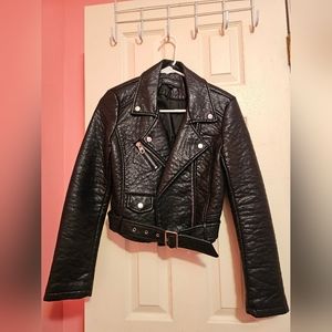 Members Only black cropped faux leather jacket